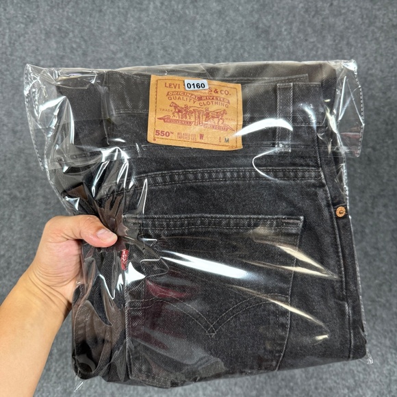 Vintage 90s Levis 550 Denim Jean Relaxed Tapered 12 Reg Medium Black 0160 - Picture 10 of 10